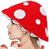 JenPen Mushroom Hat Costume Halloween Cosplay Accessory Party Hat Funny Novelty Red Knit Mushroom Cap Cartoon Party Plant Cosplay Cap
