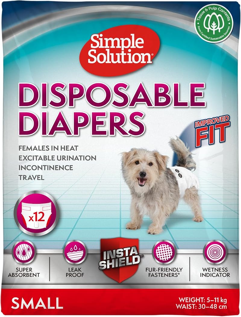 Simple Solution Disposable Dog Diapers Female 12 Pack - Adjustable Fit