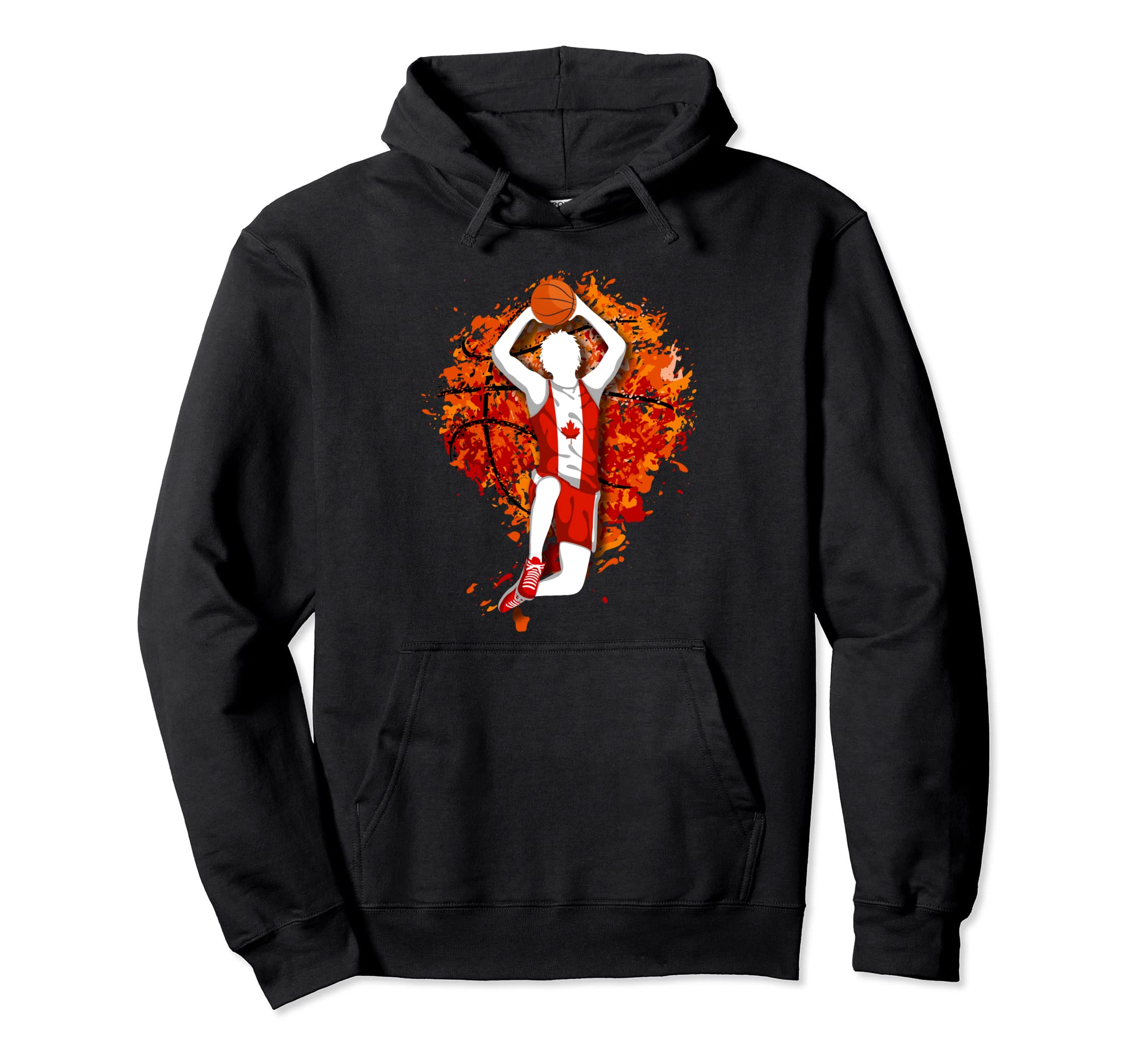 Canada Basketball Canadian National Flag Mid Air Slam Dunk Pullover Hoodie