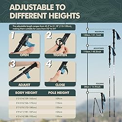 GPTCAMP Walking Sticks Collapsible Hiking