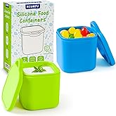Ecurfu Silicone Dips Containers, 2x 4 oz Salad Dressing Container To Go, Condiment Container with Lids, Compatible with Most Bento Lunch Box (Blue/Green)