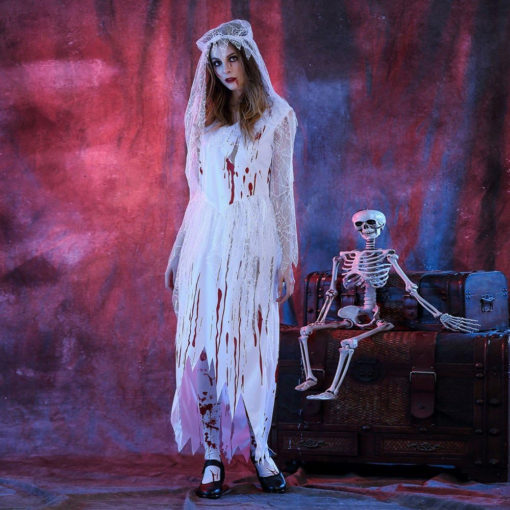 Overdose Damen Schreckliche Design Weisse Leiche Braut Halloween Cosplay Partei Kollbing Kostum Rock Kleid Der Erwachsenen Frauen Art Und Weise Weiss Xl Amazon De Bekleidung