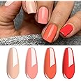 Vishine Gel Nail Polish Set - 4 Colors Apricot Peach Orange Coral Collection Nail Art Nail Polish UV LED Gel Polish Varnish Long-lasting Salon DIY Manicure 8ml #C013