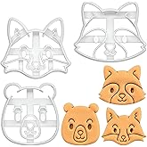 BAKERLOGY Set of 3 Baby Woodland Animals Cookie Cutters (Design: Baby Fox, Baby Bear, Baby Raccoon) - Detailed Biscuit Cutter Design for Baking and Crafts, ideal on fondant, dough, clay