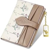 Lapensa Wallets for Women- RFID Blocking- Soft PU Leather Bifold Coin Zipper Pocket Purse-Small flower wallet Credit Card Holder with ID Window (Khaki)