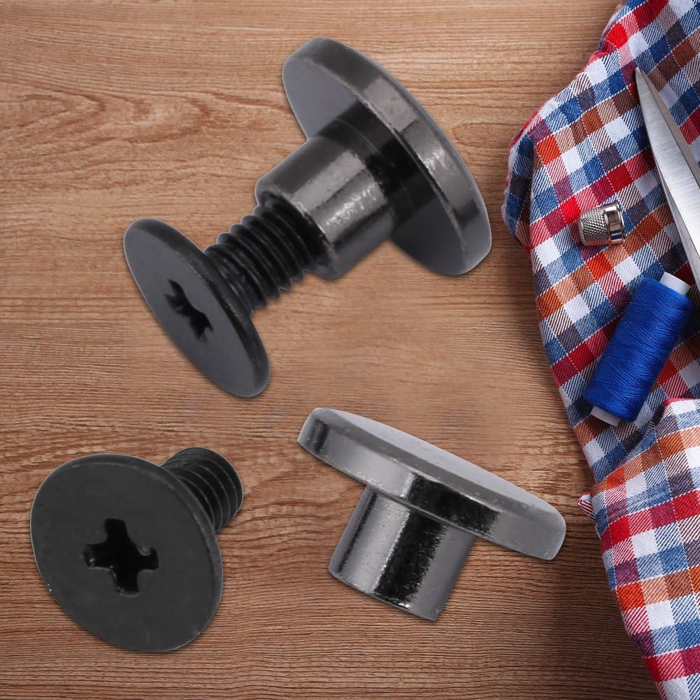 20 piezas tuercas de cabeza plana roscadas de latón negro remaches de