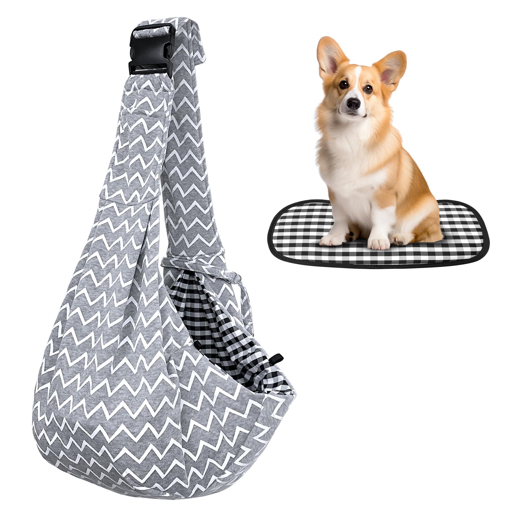 Photo 1 of Kanemc Cat Wrap Carrier Small Dog Sling, Puppy Pouch Chest Bag Soft Shoulder Pad Bottom Support, Fits 12Lbs Short Dog 16Lbs Cats Pets, Grey Wave Carriers