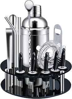 X-cosrack Cocktail Shaker Set, Cocktailshaker Bar Set aus Edelstahl, 18 Teile mit Rutante Ausgang, Bartending Preminu für zu Hause, Bar, Reisen, Party und Outdoor zwischen