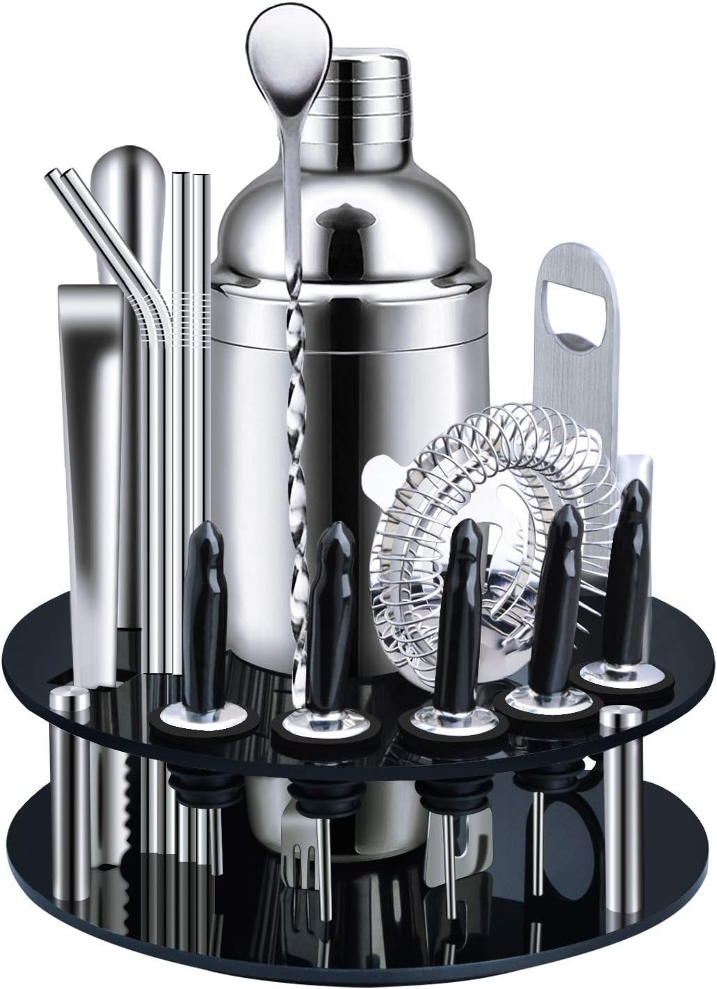 X-cosrack Cocktail Shaker Set, Cocktailshaker Bar Set aus Edelstahl, 18 Teile mit Rutante Ausgang, Bartending Preminu für zu Hause, Bar, Reisen, Party und Outdoor zwischen
