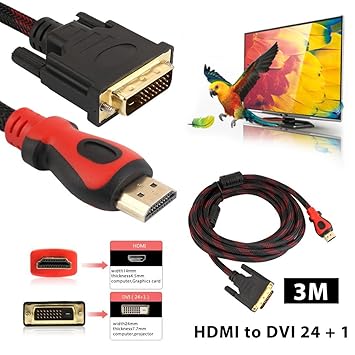 Cable HDMI a DVI, 3 m HDMI a DVI 24 + 1 doble conector magnético ...