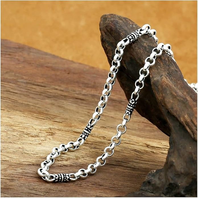AueDsa Sterling Silver Necklace Pendant Men,Punk Necklaces for Men