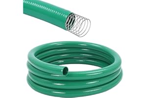 Innconee 25 ft x 2 ID Suction Hose Heavy Duty Green PVC Suction Water Hose for Water Transfer, 90psi Max Pressure