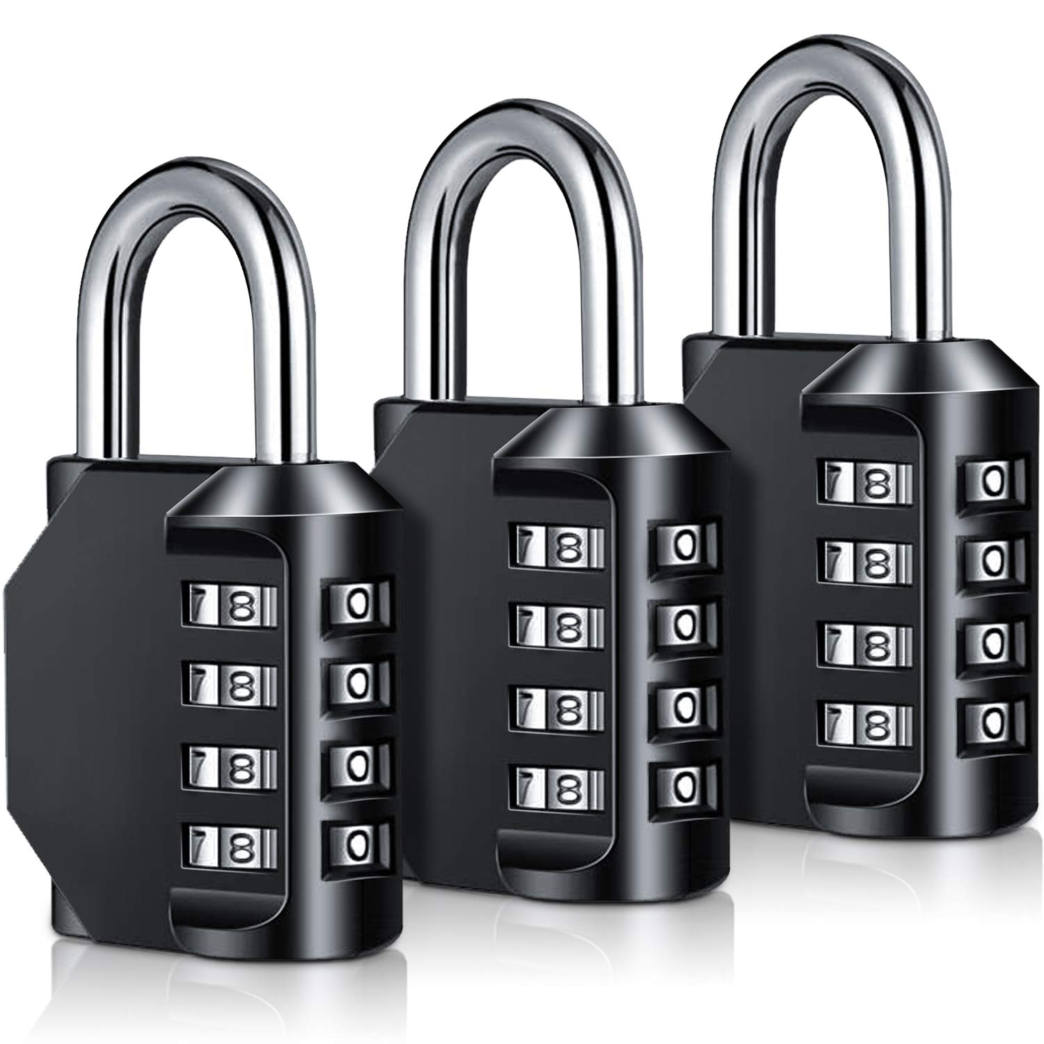 Combination Padlock Heavy Duty Locks - BeskooHome 4-Digit Weatherproof Combination Lock Resettable Combination Padlock Outdoor for Gym, School, Hasp, Outdoor Shed, Storage, Cabinet, Toolbox - 3 Pack