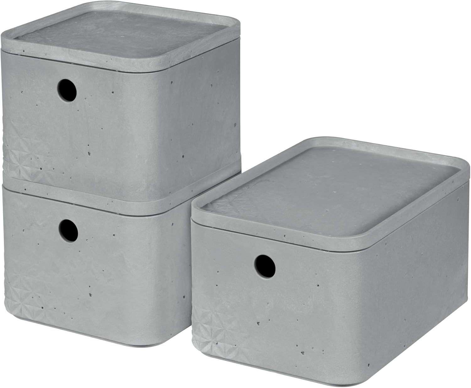 CURVER Pack de 3 Cajas Beton, Gris, 2 Uds XS y 1 Ud S: Amazon.es: Hogar