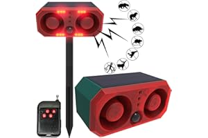 SENKEFEI SS Solar-Outdoor Motion Sensor Alarm - 130db Motion Detector Alarm Light,with Remote Controller for Home, Villa,Yard,Chicken coop,Farm,Barn