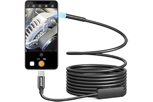 Anykit Type-C Endoscope Camera with 8 Adjustable LED Lights, Borescope with Semi-Rigid Snake Camera, IP67 Waterproof Plumbing Inspection Scope for Phone & Tablet (9.8ft)