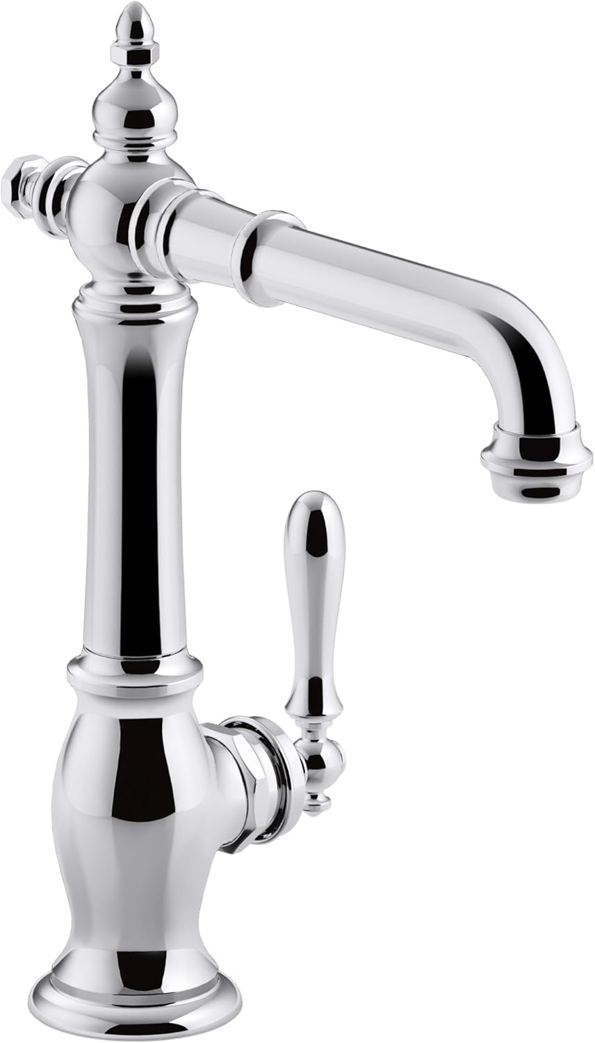 KOHLER K-99267-CP Artifacts Bar Sink Faucet with Victorian Spout Design, Polished Chrome - - 