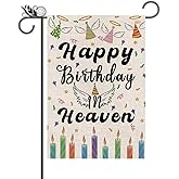 Memorial Garden Flag - Birthday Grave Decorations Burlap Vertical Double Sided grave flags for Cemetery Grave Home Outside Outdoor Yard Decorations Decor 12.5 x 18 Inch
