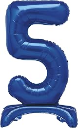 Unique Blue Standing Number 5 Foil Balloon 30 inches Packed