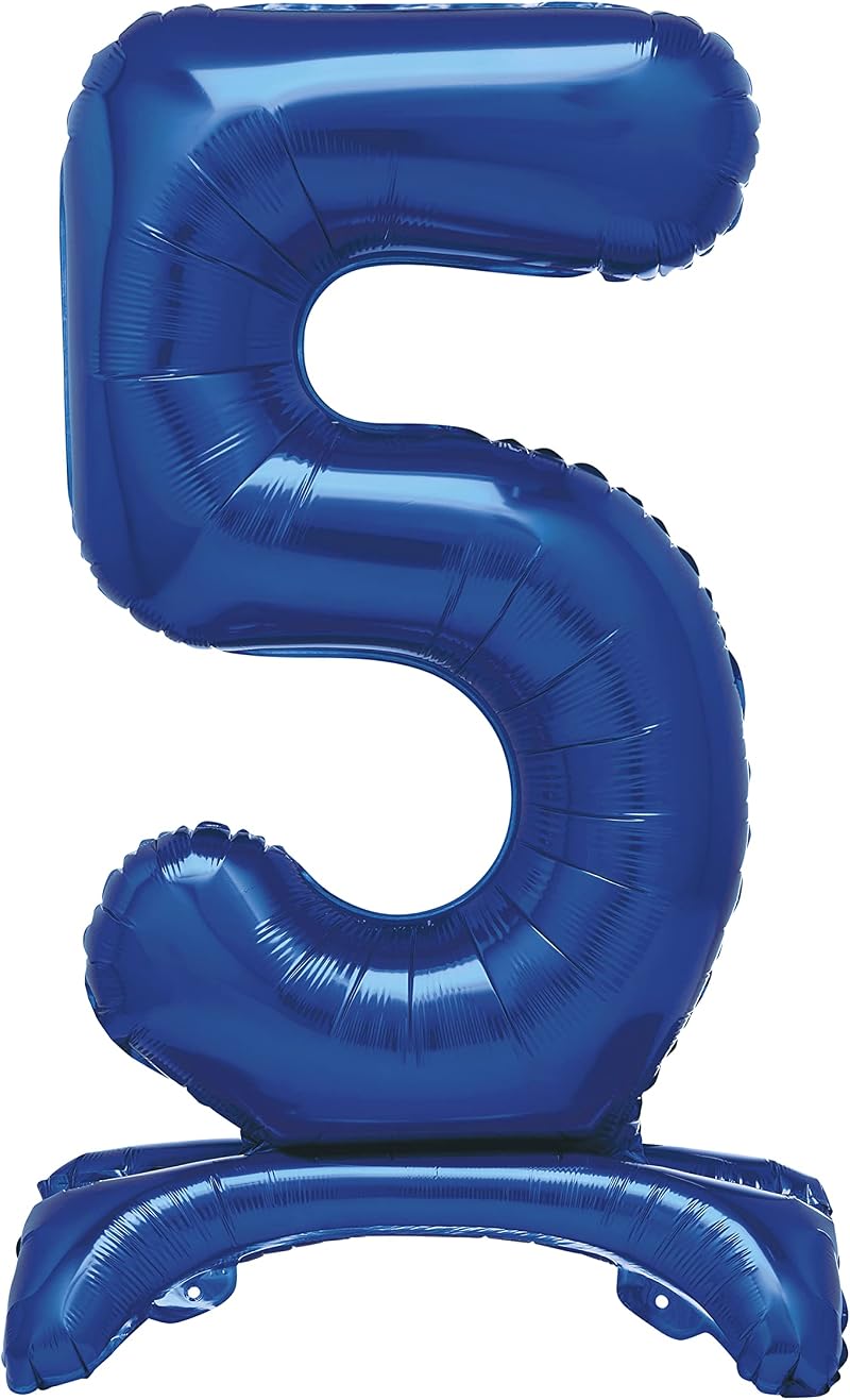 Unique Blue Standing Number 5 Foil Balloon 30 inches Packed