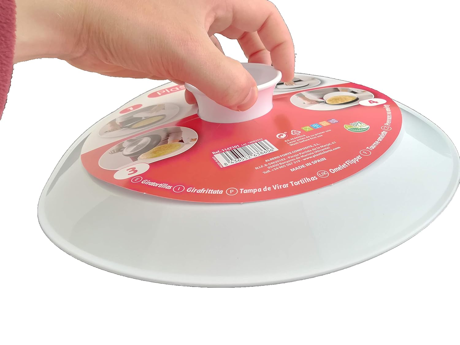 LCQI Tapa Volteatortillas Dar Vuelta Gira Tortilla Patata (Blanca ...