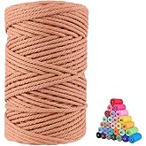 FLIPPED 100% Natural Cotton Macrame Cord,5mm x110 Yards Macrame Cords Colored Cotton Macrame Rope Craft Cord for DIY Crafts Knitting Plant Hangers Christmas Wedding D&eacute;cor (Brick red, 110yards)&hellip;