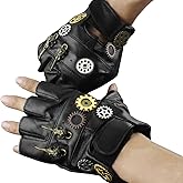 Steampunk Gothic Mens Vintage Geuuine Leather Fingerless Gloves