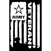 Army Veteran Flag Decal Vinyl Sticker Auto Car Truck Wall Laptop | White | 4" x 6.5"