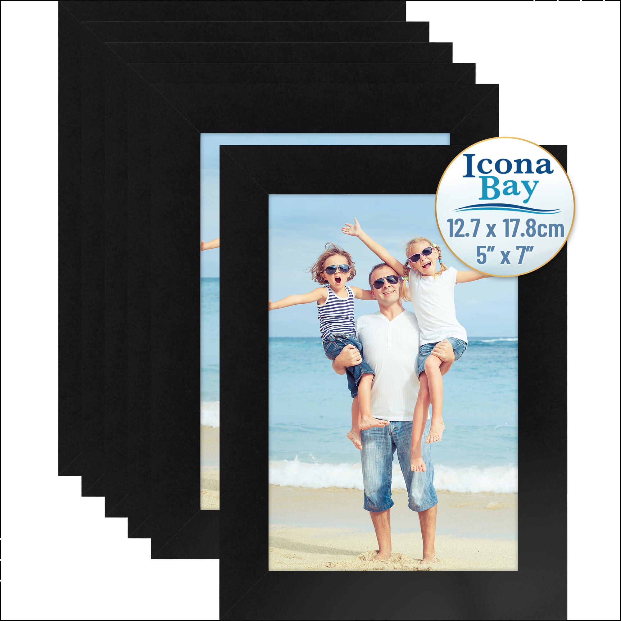 Icona Bay - 7x5 Picture Frames - Black, 6 Pack - Sturdy Engineered Wood Photo Frames 7 x 5 - Sleek Design, Table Top or Wall Mount - Exclusives Collection