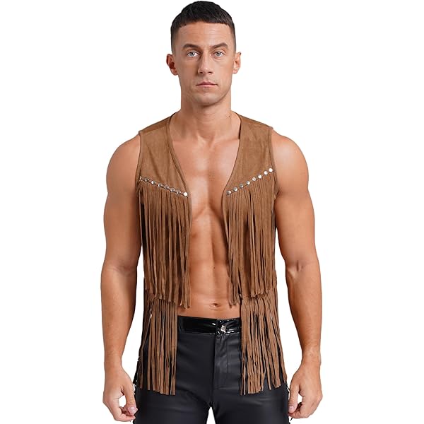 トップス LEATHER SUEDE NATIVE VEST L Men's Western Brown Cowboy Suede Leather Vest Native