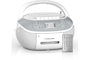TOMASHI CD Player Boombox Cassette Player Combo with AM/FM Radio,Stereo Sound,Portable Boombox AM FM Radio Tape Recording with USB/SD,Headphone Jack,LCD Display for Home,Kids,Gift(CD-860A)
