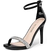 DREAM PAIRS Women's High Heels Flower Ankle Strap Stilettos Round Open Toe Dressy Sexy Sandals
