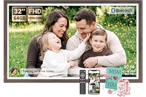 BSIMB 32 Inch Large Digital Photo Frame, 64GB FHD Extra Large WiFi Digital Picture Frame with Remote Control, Swivel Mount, A