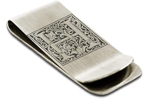 FLAMEREFLECTION Stainless Steel Money Clip For Men Dad Boy Friend Father Floral Initial Letter Box Monogram Wallet Cash Card Holder