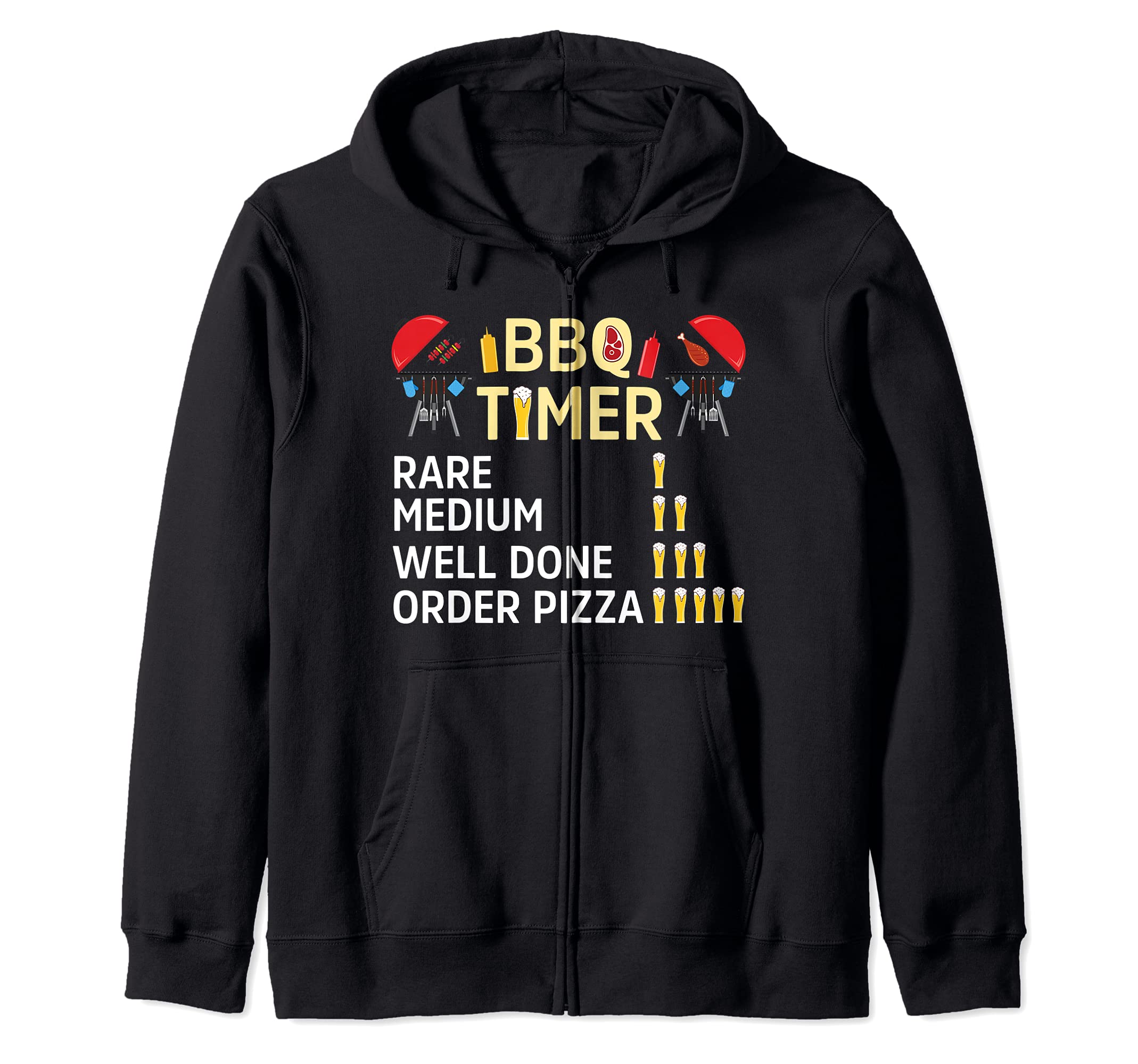 Funny BBQ Timer Barbecue Grill master Grilling Drinking beer Zip Hoodie
