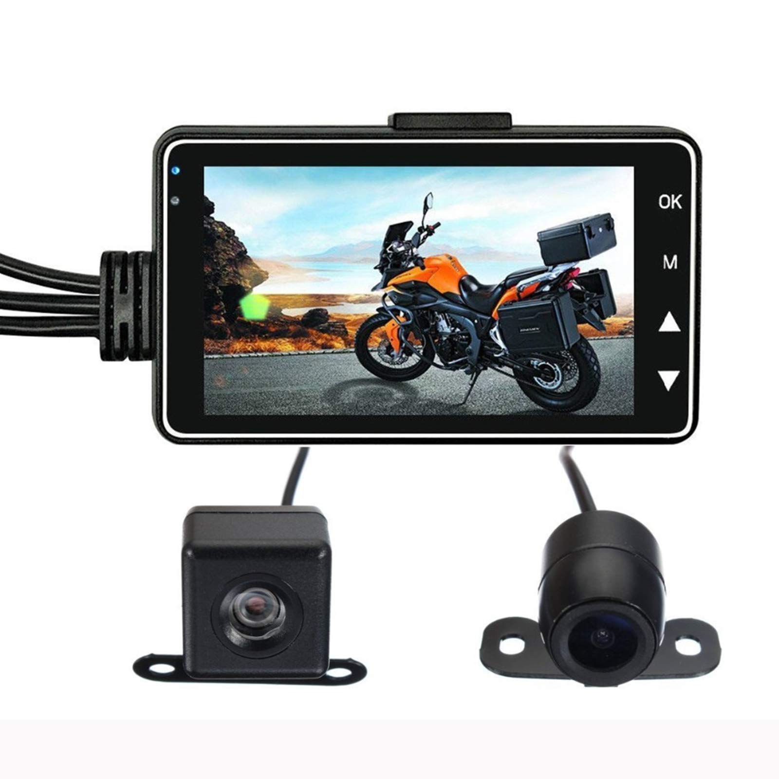GYAM Motorcycle Camera Driving Recorder, Recording Camera System, Dual Lens Dash Cam DVR Video, Wate