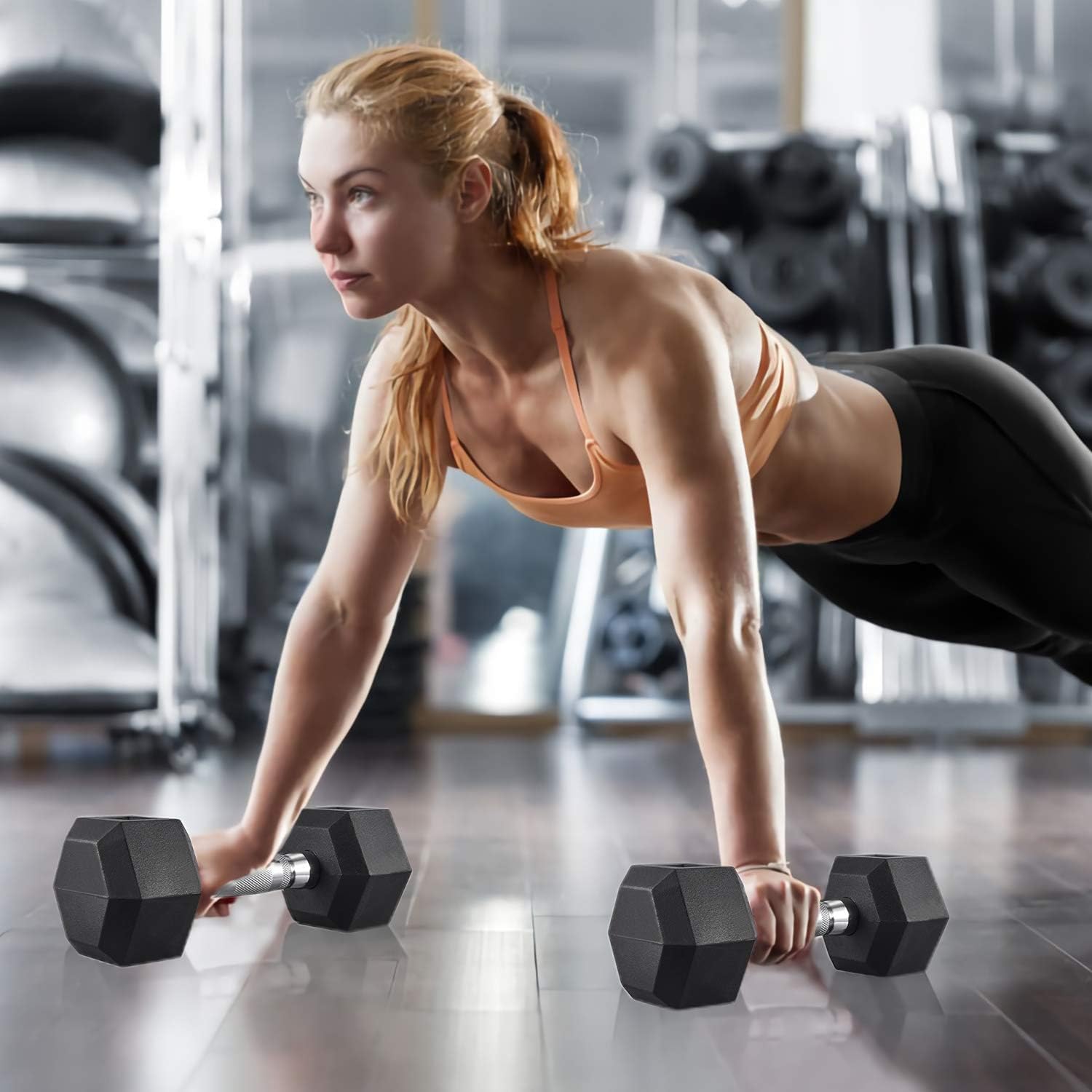RELIFE REBUILD YOUR LIFE Hex Dumbbell Heavy Weights Barbell Metal Handles for Strength Training Home Gym Exercise Equipment 15pounds Pair : Sports & Outdoors