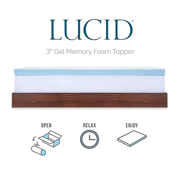 California King Lucid 3 Inch Gel Memory Foam Mattress Topper California King Amazon In Home Kitchen Gel Memory Foam Mattress Topper California King