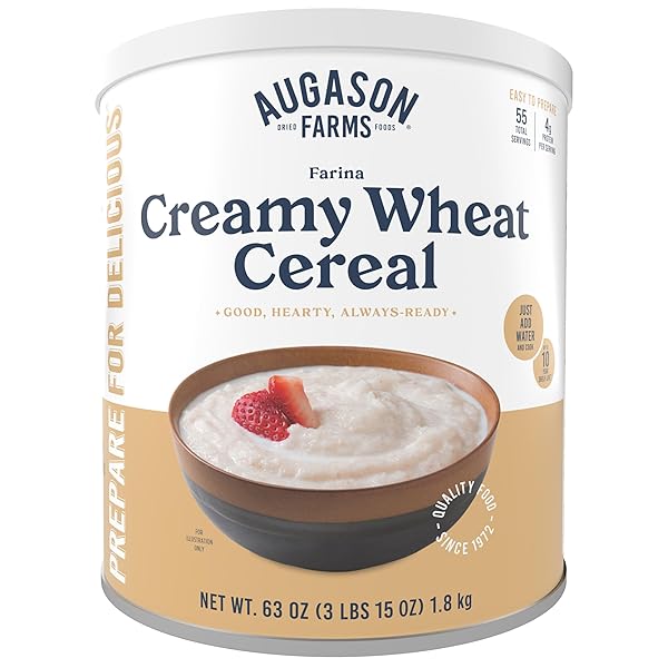 AUGASON FARMS CREAMY WHEAT CEREAL CAN, EMERGENCY FOOD SUPPLY, EVERYDAY MEALS, 55 SERVINGS