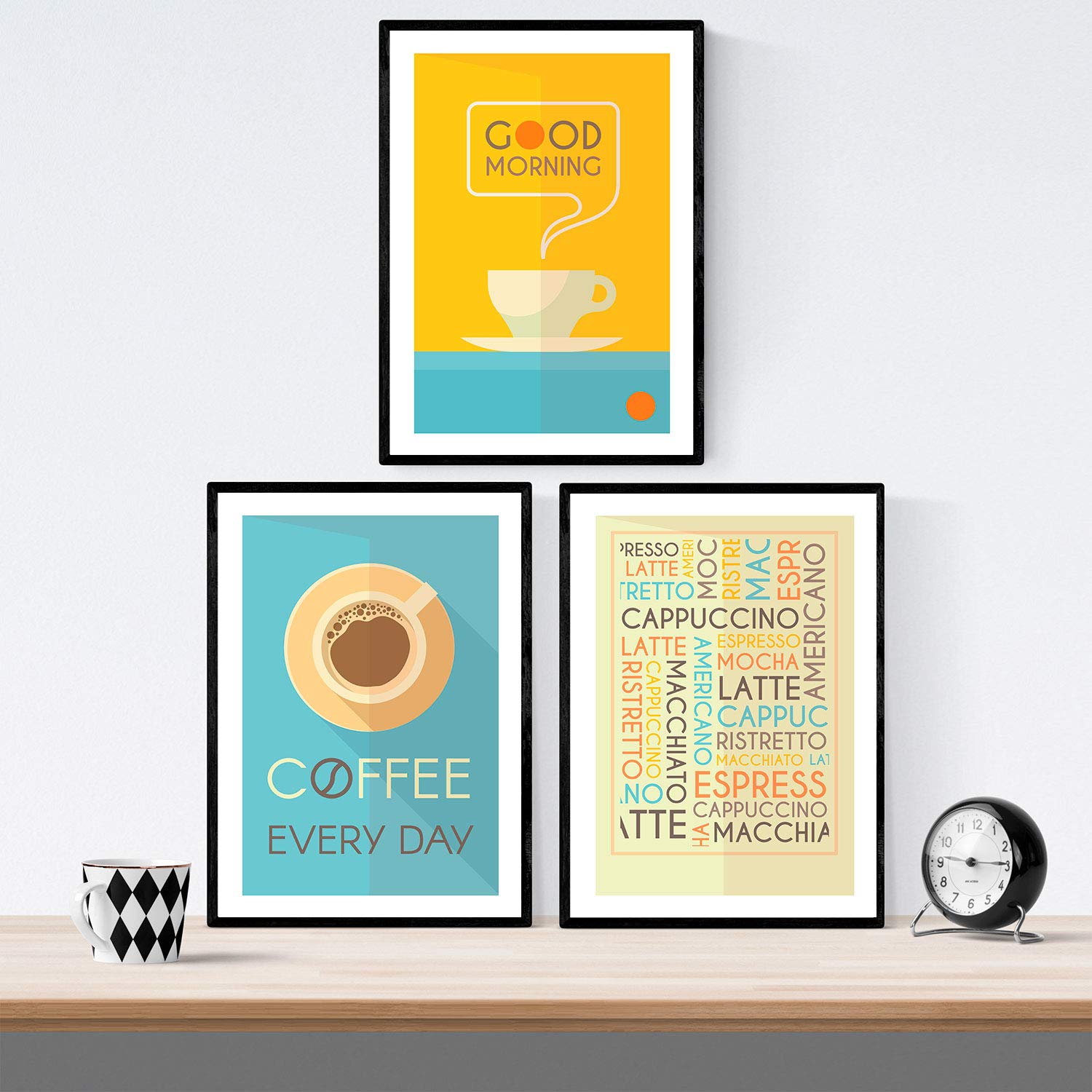 Nacnic Set coffee sheets. Posters kinds of coffee. Retro coffee 2. Size A3