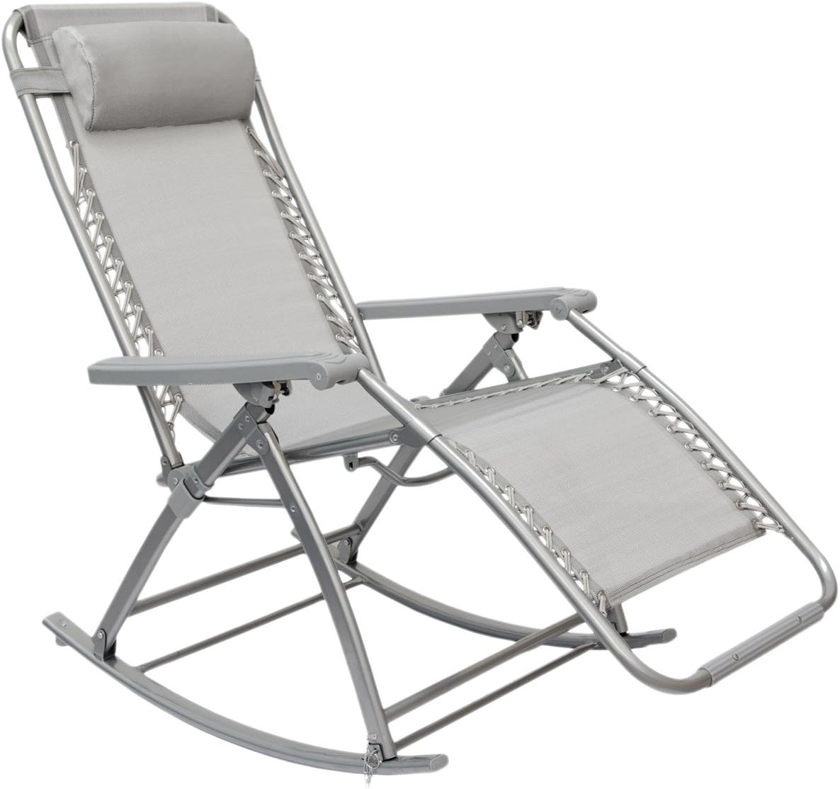 AMANKA Mecedora de Jardin reposapiernas y Respaldo Ajustables | Plegable y Reclinable | Estructura en Acero Aprox 178x70cm | Peso máx soportado 120Kg | Gris