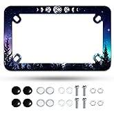 Motorcycle Moon Phase License Plate Frame Forest Landscape Stainless Steel Material Funny Motorbike License Plate Holder Motorcycle Accessories 7