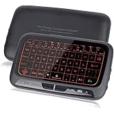 CHUYI Mini Wireless Keyboard and Touchpad Mouse Combo, 3 Level Backlit Adjustable Full Panel Touchpad Rechargeable Handheld R