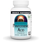 Source Naturals Pantothenic Acid, 100 mg -250 Vegan Tablets | Vitamin B-5 | Non-GMO Validated*