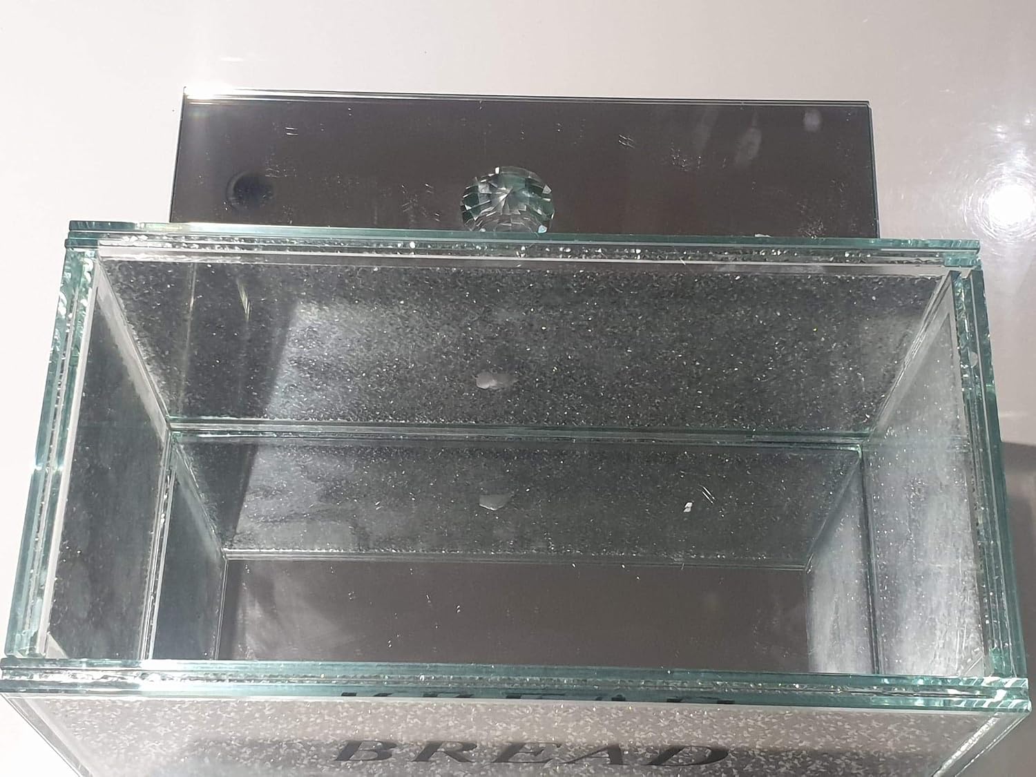 TOV® XL Silver Crushed Diamond Crystal Mirrored Bread Bin Container Kitchen - Image 3