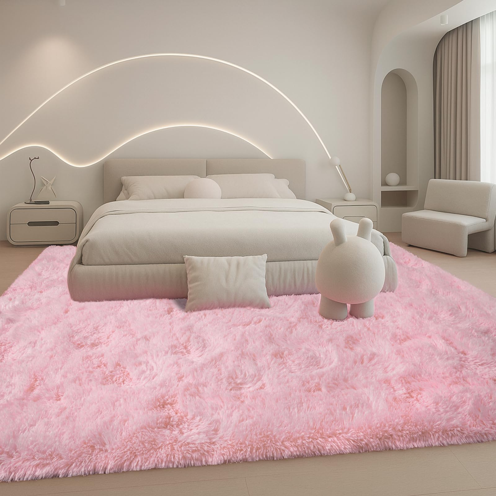 Photo 1 of Mtandyx 8x10 Area Rugs Living Room, Pink Large Plush Fluffy Bedroom Carpet, Non-Slip Upgraded Indoor Thick Soft Rug, Modern Plush Carpet Suitable for Kids Home Decor Aesthetics Dorm.