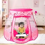 Tech Traders Princess Pop Up Playhouse Pink 47x35 Inch Foldable Tent view 3