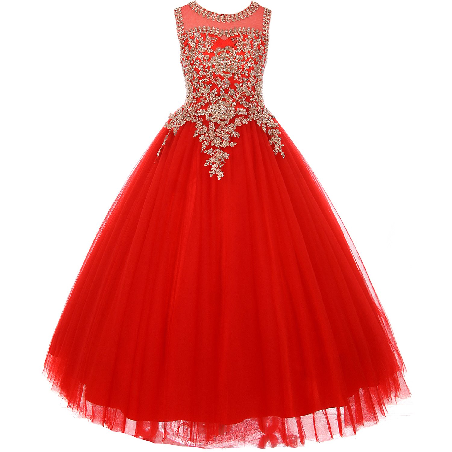 CrunchyCucumber Illusion Rhinestone Gold Cording Bodice Corset Style Girl Dress