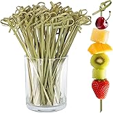 200 Cocktail Picks - [6 Inch] Long Fancy Toothpicks for Appetizers, Decorative Bamboo Knot Skewers Cocktail Sticks for Drinks