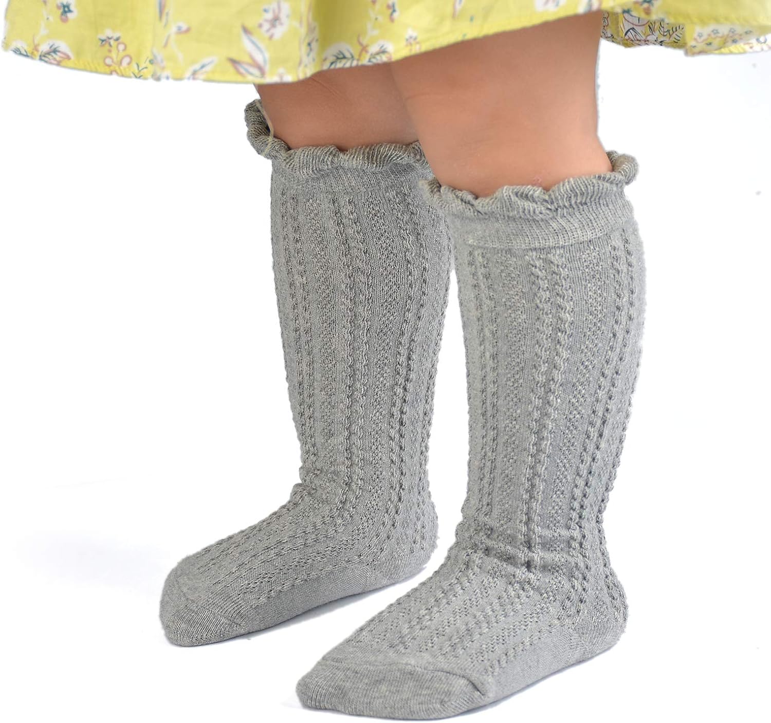 Epeius Baby Girls Boys Cotton Uniform Knee High Socks Tube Ruffled Stockings (Pack of 3/5): Clothing